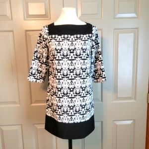 The Limited ladies black and white print petite dress.